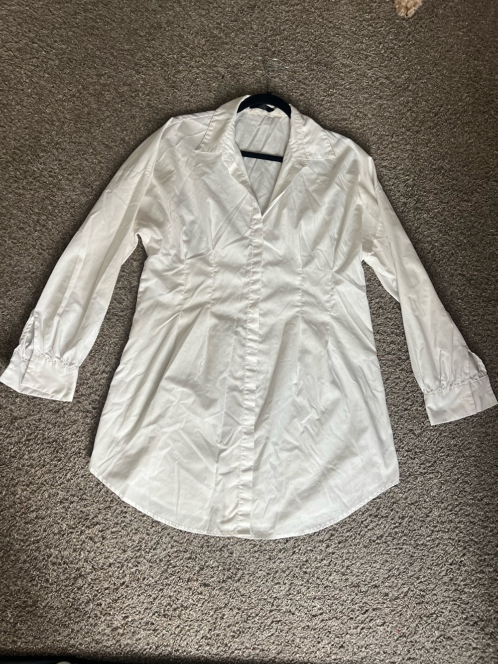 Crisp White Button-Up Tunic Shirt